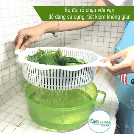 Bộ rổ chậu tròn có nắp đậy 2896